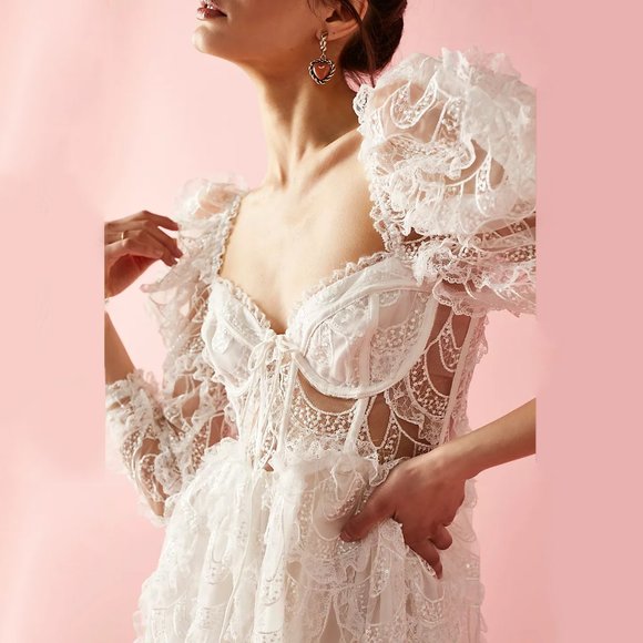 ❤️ SALE ❤️ Free People x For Love and Lemons NWT Tayla Mini Dress - Picture 3 of 9